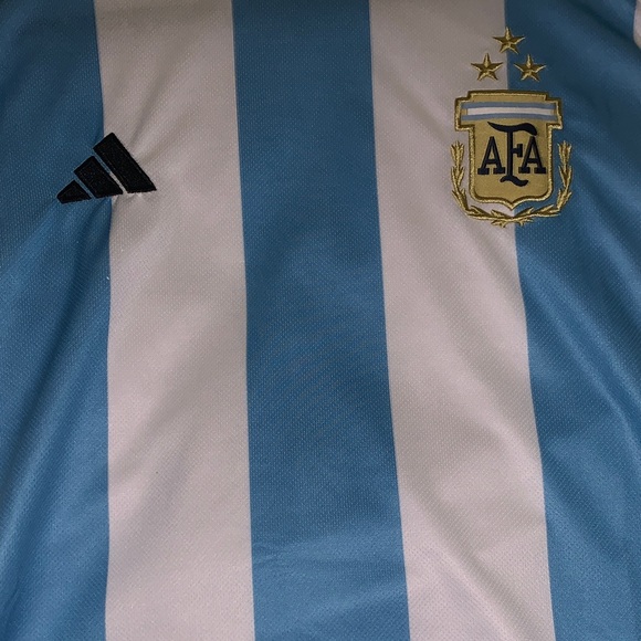 adidas Blue and White Striped Jersey (men’s large) - Picture 2 of 4